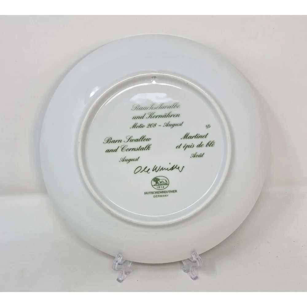Hutschenreuther Ole Winther Barn Swallow August Plate Germany 6in